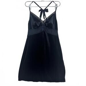 Apt 9 Goth Romantic Velvet Lace  Slip Mini Dress Empire Waist Bow Detail Sz S